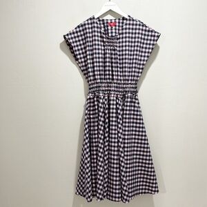 TIFFI Women’s Pink Blue Gingham Check Fit & Flare Short Sleeve Dress Size Small